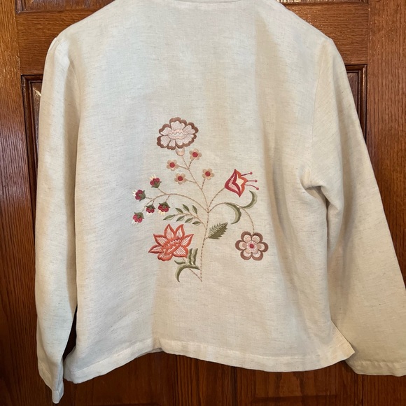 Appleseed’s 10 Petite Flax Blend Embroidered Lightweight Jacket - Picture 4 of 4